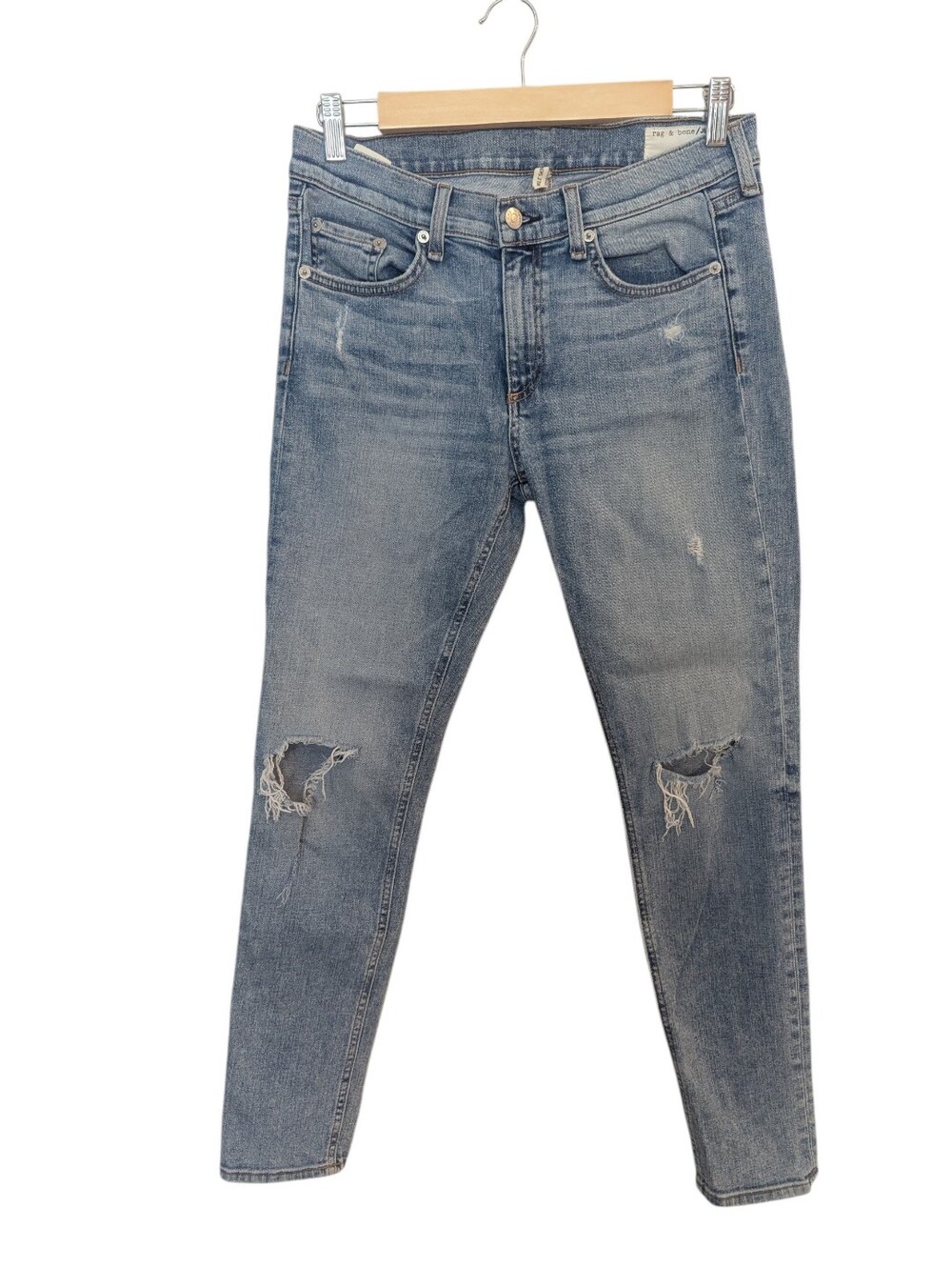 RAG & BONE Women's Distressed Mid-Rise Ankle Skinny Jeans Size 28